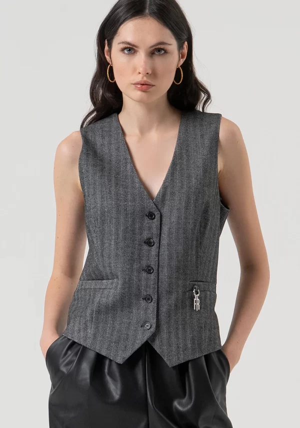 Colete Fracomina Gilet made in Pinstriped
