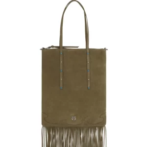 Mala Pinko Studded Fringed Suede
